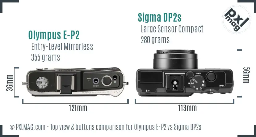 Olympus E-P2 vs Sigma DP2s top view buttons comparison