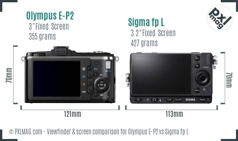 Olympus E-P2 vs Sigma fp L Screen and Viewfinder comparison