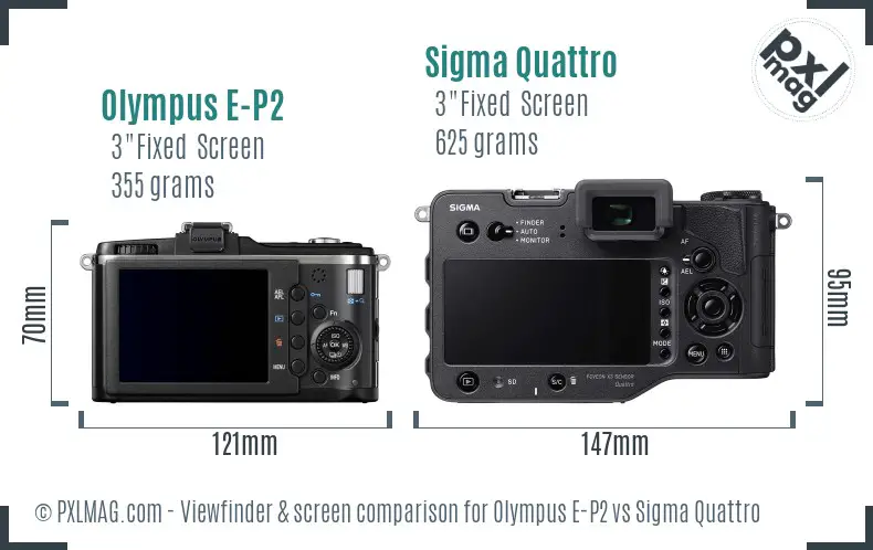 Olympus E-P2 vs Sigma Quattro Screen and Viewfinder comparison