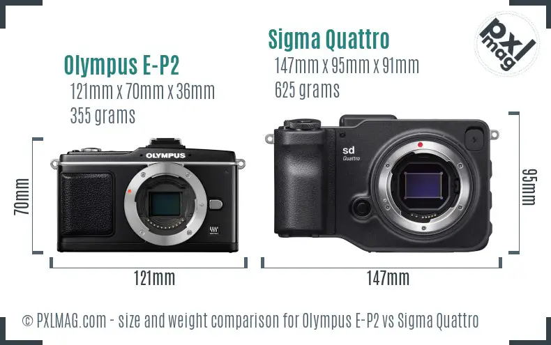 Olympus E-P2 vs Sigma Quattro size comparison