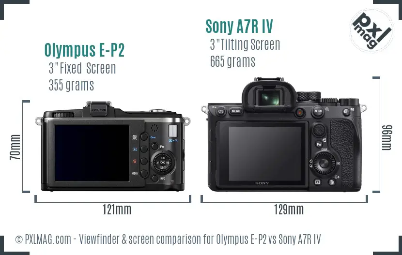 Olympus E-P2 vs Sony A7R IV Screen and Viewfinder comparison