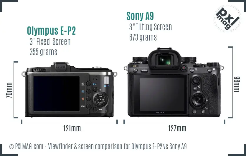Olympus E-P2 vs Sony A9 Screen and Viewfinder comparison Olympus E-P2 vs Sony A9 Screen and Viewfinder comparison