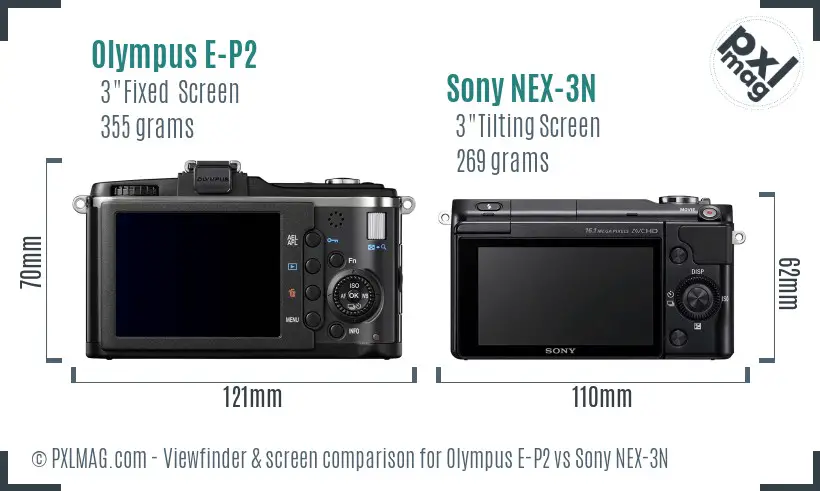 Olympus E-P2 vs Sony NEX-3N Screen and Viewfinder comparison