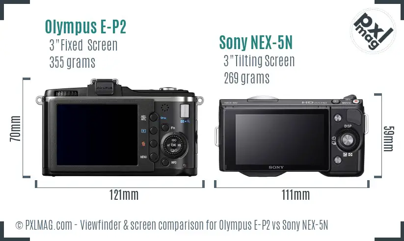Olympus E-P2 vs Sony NEX-5N Screen and Viewfinder comparison