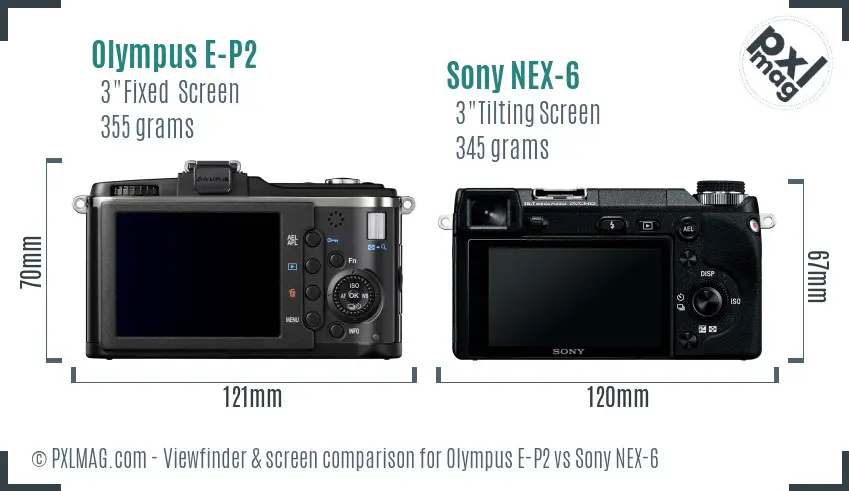 Olympus E-P2 vs Sony NEX-6 Screen and Viewfinder comparison