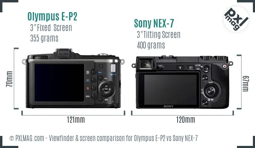 Olympus E-P2 vs Sony NEX-7 Screen and Viewfinder comparison