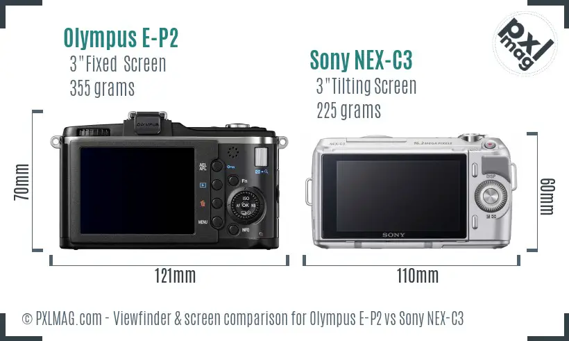 Olympus E-P2 vs Sony NEX-C3 Screen and Viewfinder comparison
