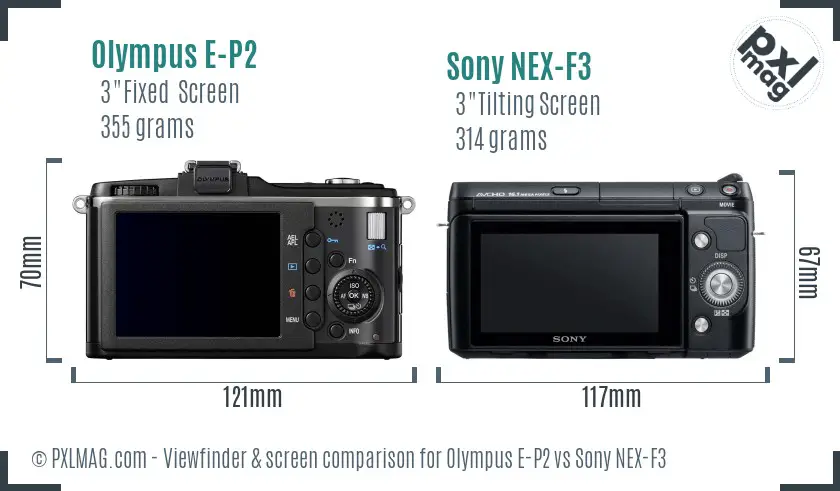 Olympus E-P2 vs Sony NEX-F3 Screen and Viewfinder comparison