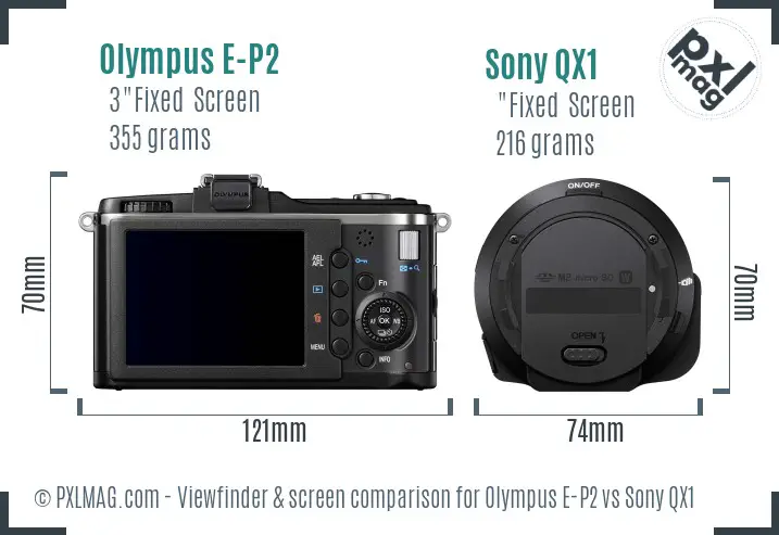 Olympus E-P2 vs Sony QX1 Screen and Viewfinder comparison Olympus E-P2 vs Sony QX1 Screen and Viewfinder comparison