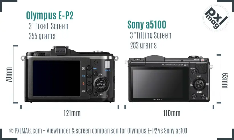 Olympus E-P2 vs Sony a5100 Screen and Viewfinder comparison