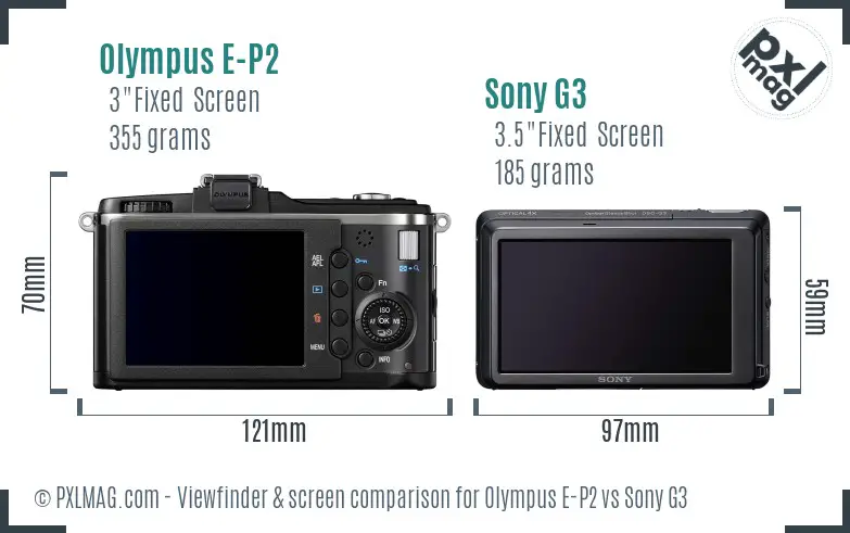 Olympus E-P2 vs Sony G3 Screen and Viewfinder comparison