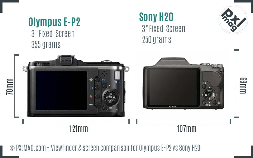 Olympus E-P2 vs Sony H20 Screen and Viewfinder comparison
