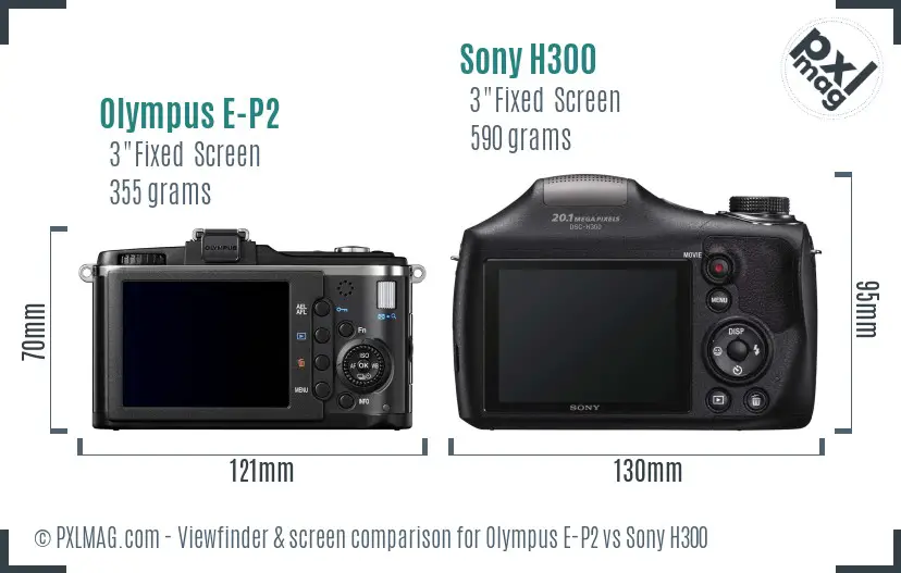 Olympus E-P2 vs Sony H300 Screen and Viewfinder comparison