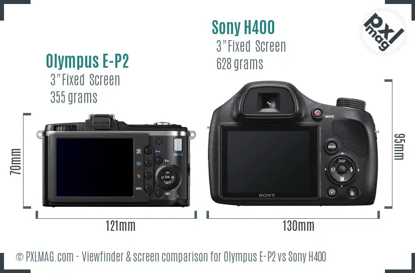 Olympus E-P2 vs Sony H400 Screen and Viewfinder comparison