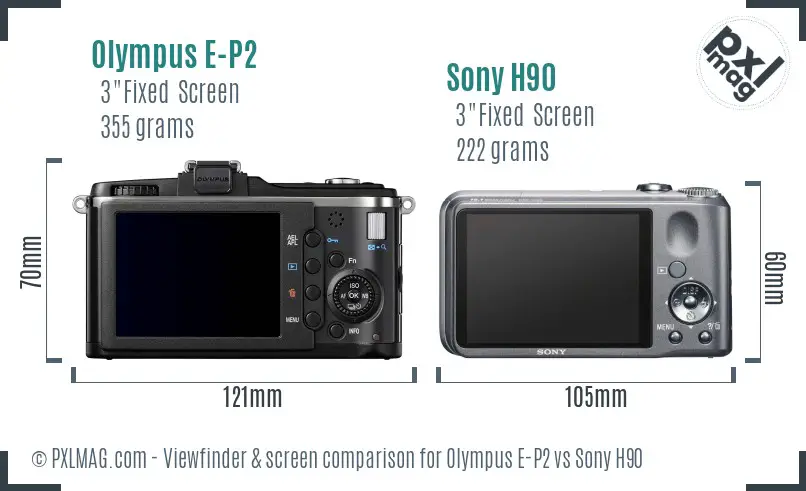 Olympus E-P2 vs Sony H90 Screen and Viewfinder comparison