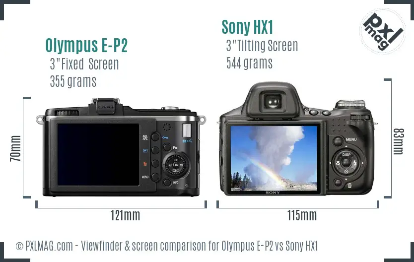 Olympus E-P2 vs Sony HX1 Screen and Viewfinder comparison