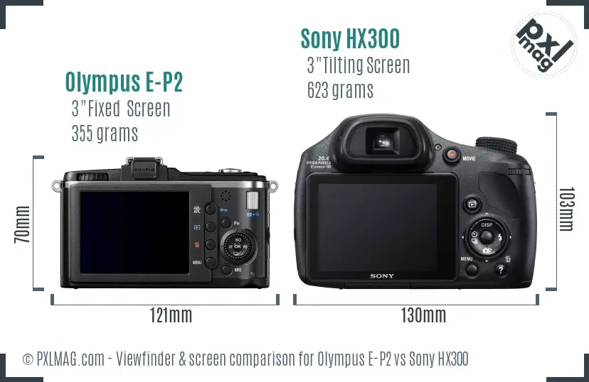 Olympus E-P2 vs Sony HX300 Screen and Viewfinder comparison