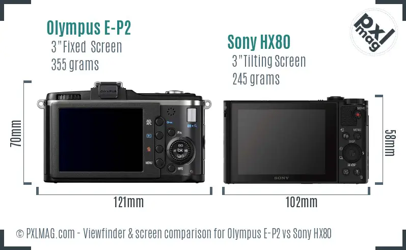 Olympus E-P2 vs Sony HX80 Screen and Viewfinder comparison