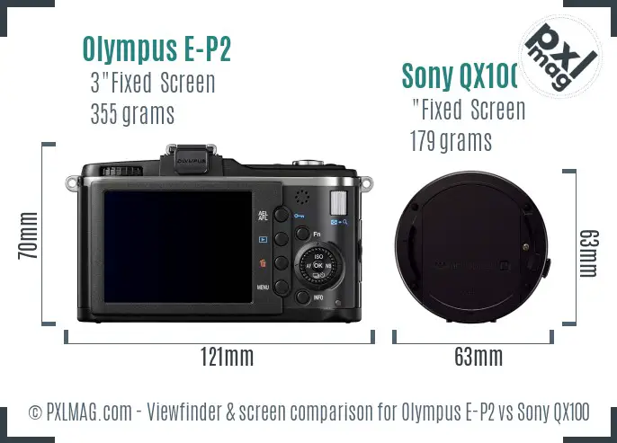 Olympus E-P2 vs Sony QX100 Screen and Viewfinder comparison