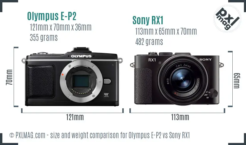 Olympus E-P2 vs Sony RX1 size comparison