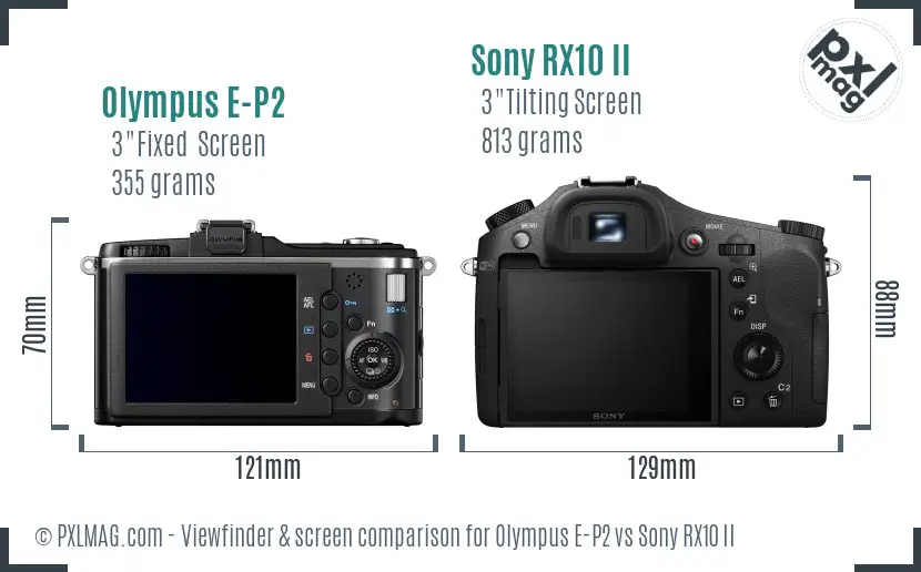 Olympus E-P2 vs Sony RX10 II Screen and Viewfinder comparison