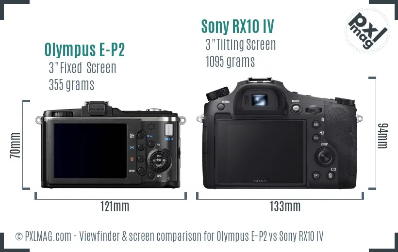 Olympus E-P2 vs Sony RX10 IV Screen and Viewfinder comparison