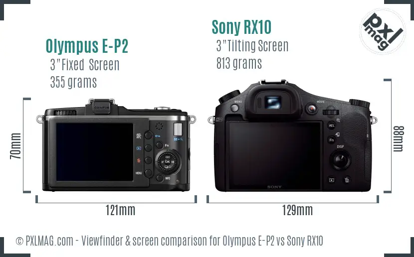 Olympus E-P2 vs Sony RX10 Screen and Viewfinder comparison