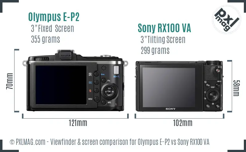 Olympus E-P2 vs Sony RX100 VA Screen and Viewfinder comparison