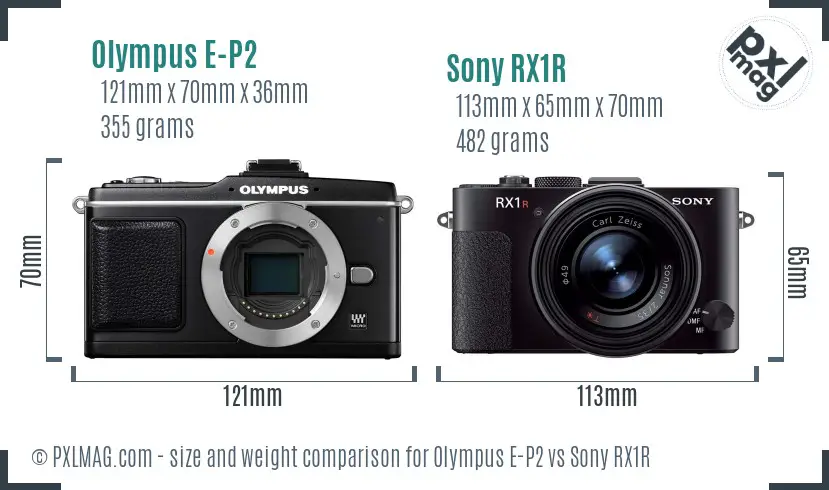 Olympus E-P2 vs Sony RX1R size comparison