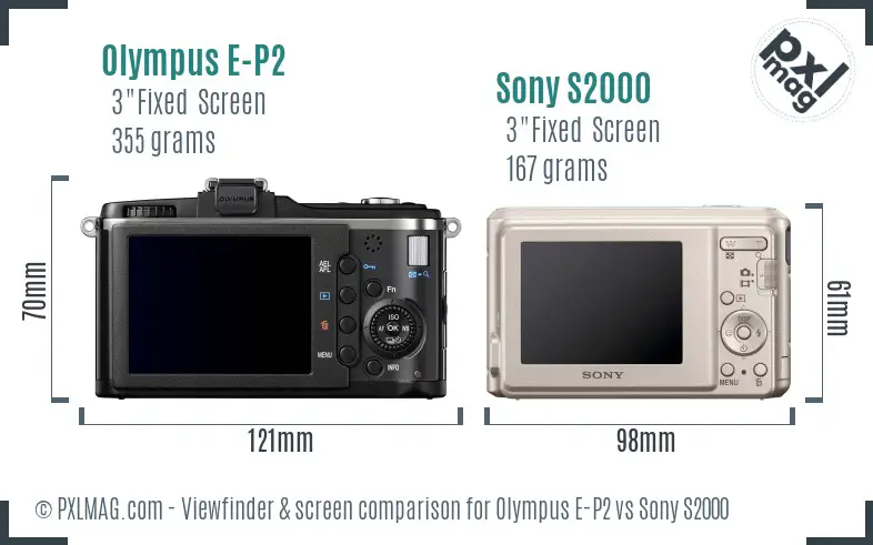 Olympus E-P2 vs Sony S2000 Screen and Viewfinder comparison