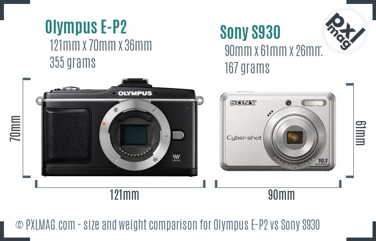 Olympus E-P2 vs Sony S930 size comparison Olympus E-P2 vs Sony S930 size comparison