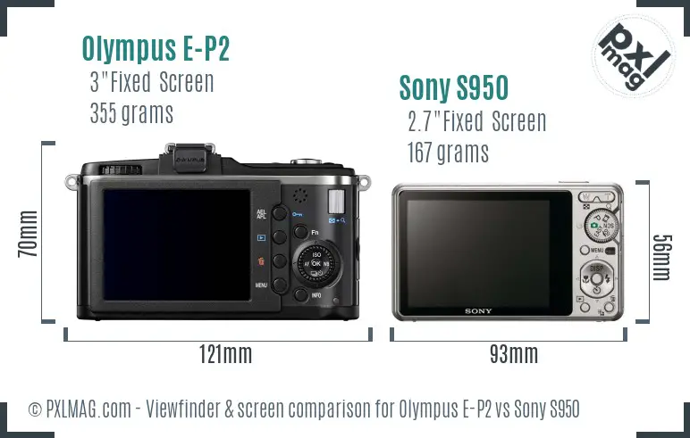 Olympus E-P2 vs Sony S950 Screen and Viewfinder comparison