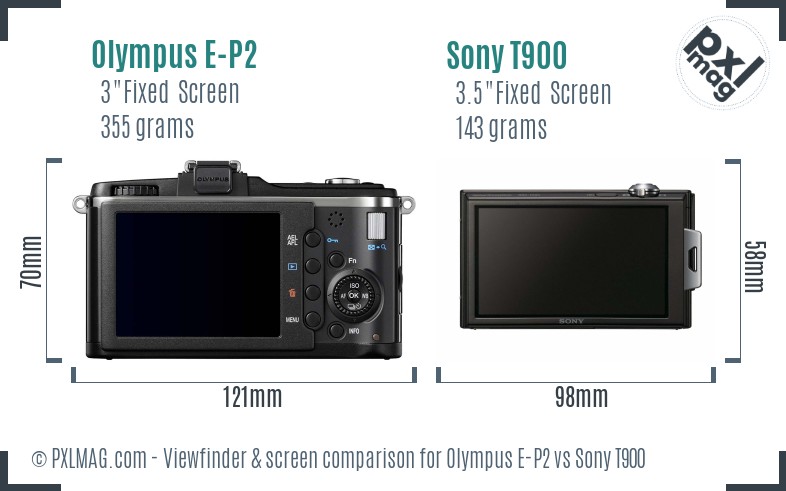 Olympus E-P2 vs Sony T900 Screen and Viewfinder comparison