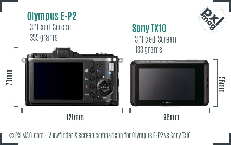 Olympus E-P2 vs Sony TX10 Screen and Viewfinder comparison Olympus E-P2 vs Sony TX10 Screen and Viewfinder comparison