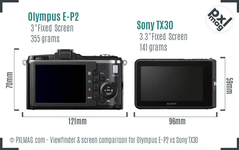 Olympus E-P2 vs Sony TX30 Screen and Viewfinder comparison Olympus E-P2 vs Sony TX30 Screen and Viewfinder comparison