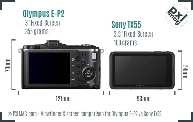 Olympus E-P2 vs Sony TX55 Screen and Viewfinder comparison