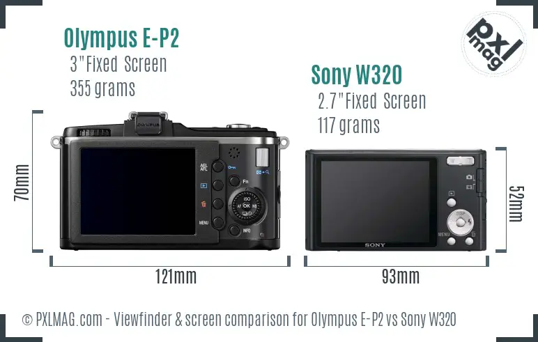 Olympus E-P2 vs Sony W320 Screen and Viewfinder comparison Olympus E-P2 vs Sony W320 Screen and Viewfinder comparison