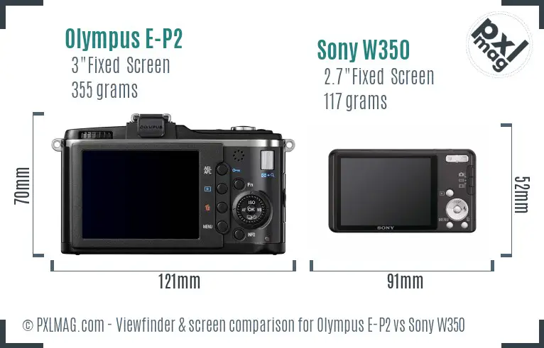 Olympus E-P2 vs Sony W350 Screen and Viewfinder comparison