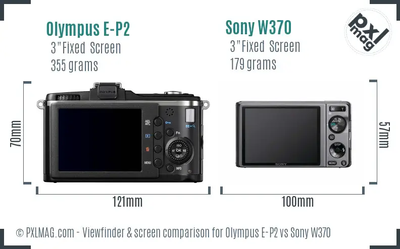 Olympus E-P2 vs Sony W370 Screen and Viewfinder comparison