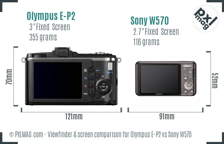 Olympus E-P2 vs Sony W570 Screen and Viewfinder comparison