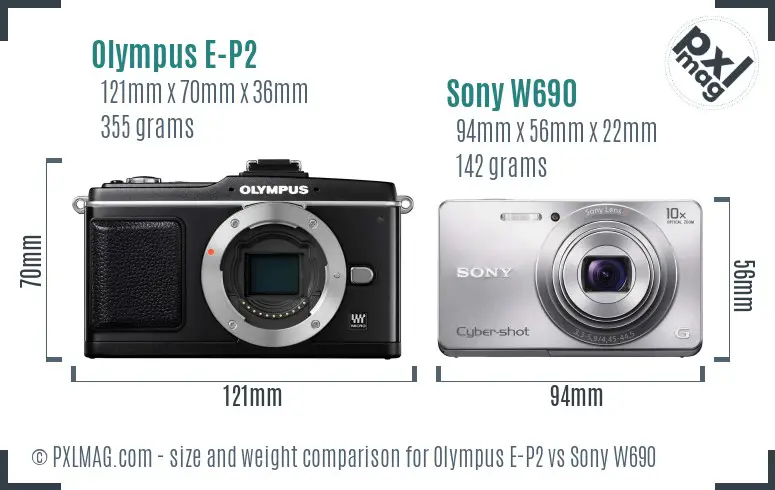 Olympus E-P2 vs Sony W690 size comparison Olympus E-P2 vs Sony W690 size comparison