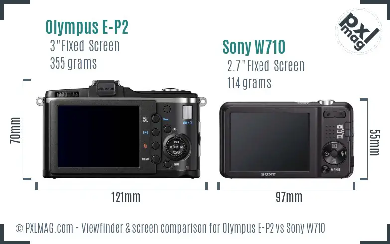 Olympus E-P2 vs Sony W710 Screen and Viewfinder comparison