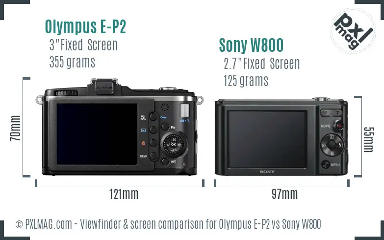 Olympus E-P2 vs Sony W800 Screen and Viewfinder comparison