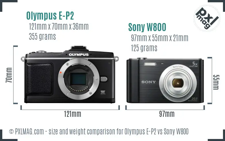 Olympus E-P2 vs Sony W800 size comparison