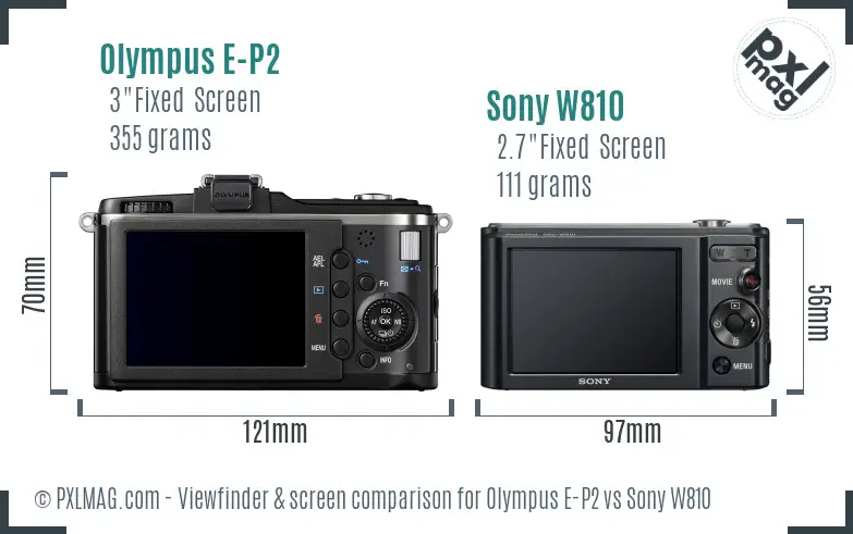 Olympus E-P2 vs Sony W810 Screen and Viewfinder comparison