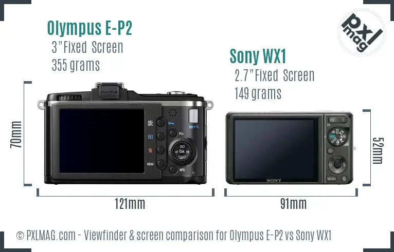 Olympus E-P2 vs Sony WX1 Screen and Viewfinder comparison