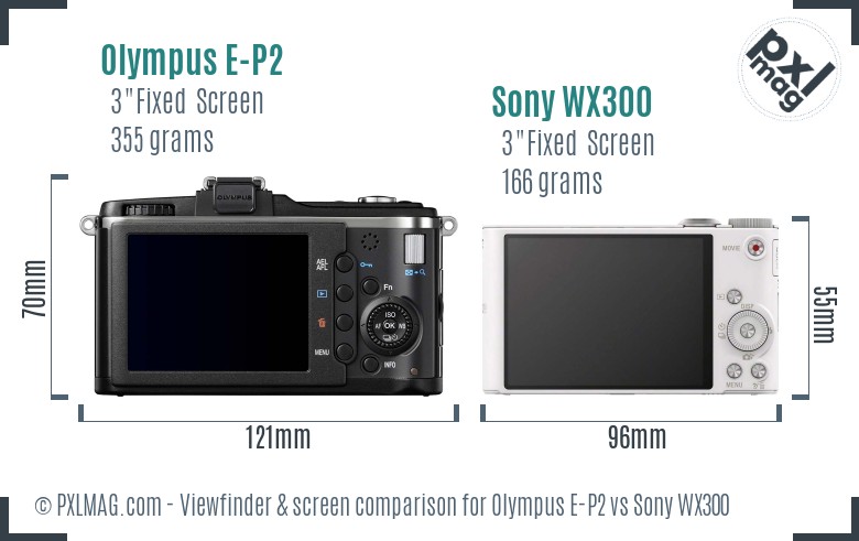 Olympus E-P2 vs Sony WX300 Screen and Viewfinder comparison