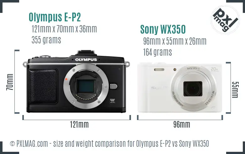 Olympus E-P2 vs Sony WX350 size comparison Olympus E-P2 vs Sony WX350 size comparison
