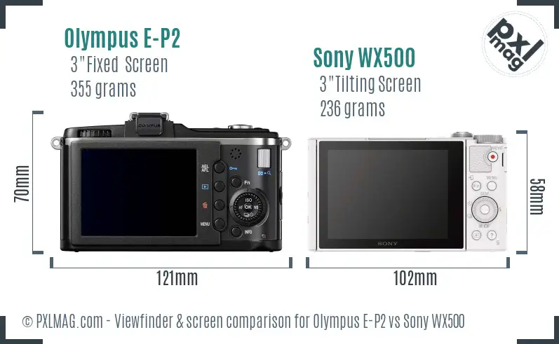Olympus E-P2 vs Sony WX500 Screen and Viewfinder comparison Olympus E-P2 vs Sony WX500 Screen and Viewfinder comparison
