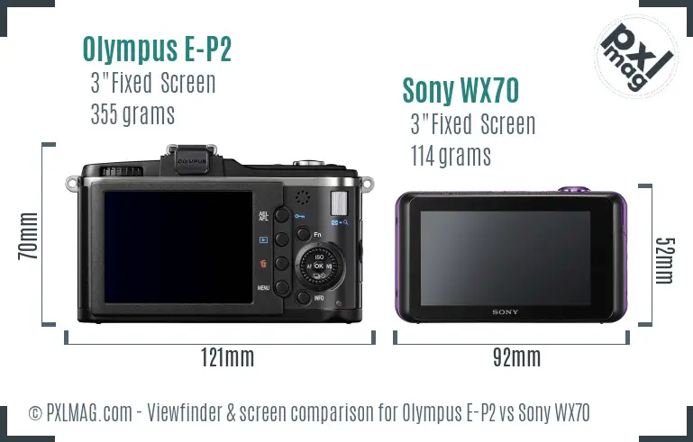 Olympus E-P2 vs Sony WX70 Screen and Viewfinder comparison